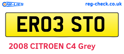 ER03STO are the vehicle registration plates.