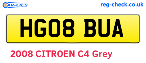 HG08BUA are the vehicle registration plates.
