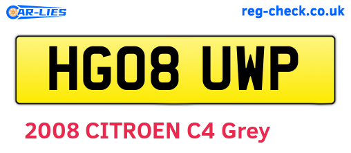 HG08UWP are the vehicle registration plates.