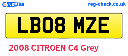 LB08MZE are the vehicle registration plates.