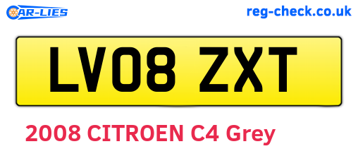 LV08ZXT are the vehicle registration plates.