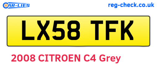 LX58TFK are the vehicle registration plates.