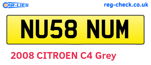 NU58NUM are the vehicle registration plates.