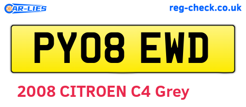 PY08EWD are the vehicle registration plates.