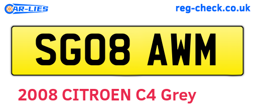 SG08AWM are the vehicle registration plates.