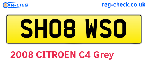 SH08WSO are the vehicle registration plates.