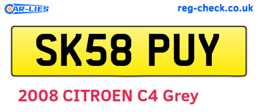 SK58PUY are the vehicle registration plates.