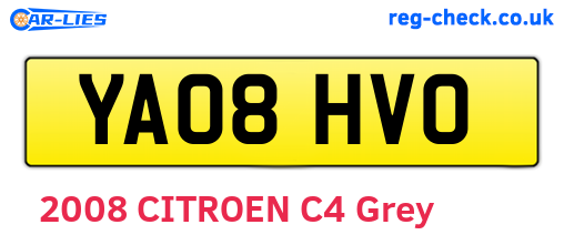 YA08HVO are the vehicle registration plates.