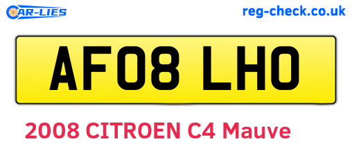 AF08LHO are the vehicle registration plates.