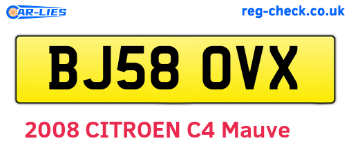 BJ58OVX are the vehicle registration plates.