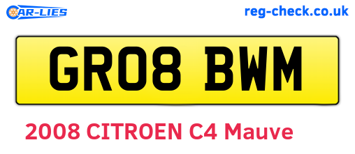 GR08BWM are the vehicle registration plates.