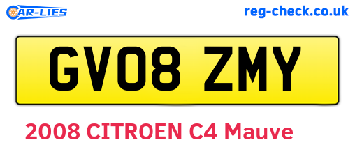 GV08ZMY are the vehicle registration plates.
