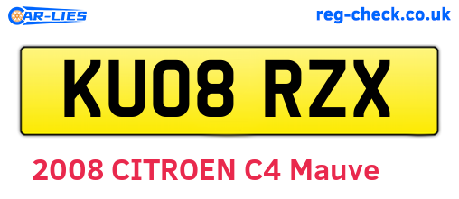 KU08RZX are the vehicle registration plates.