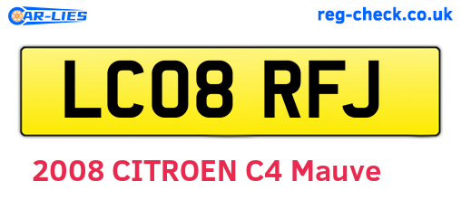 LC08RFJ are the vehicle registration plates.