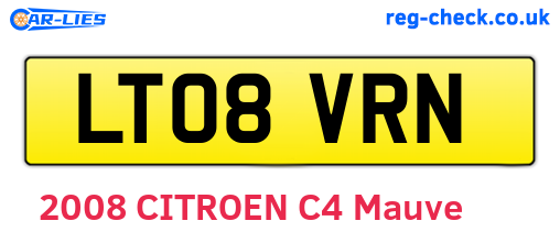 LT08VRN are the vehicle registration plates.