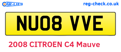 NU08VVE are the vehicle registration plates.