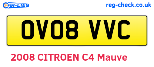 OV08VVC are the vehicle registration plates.