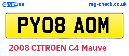 PY08AOM are the vehicle registration plates.