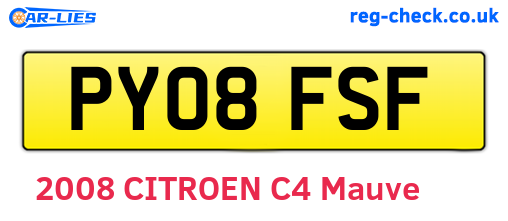 PY08FSF are the vehicle registration plates.