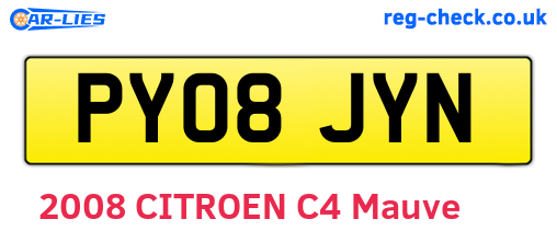 PY08JYN are the vehicle registration plates.