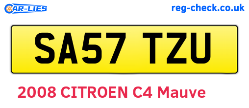 SA57TZU are the vehicle registration plates.