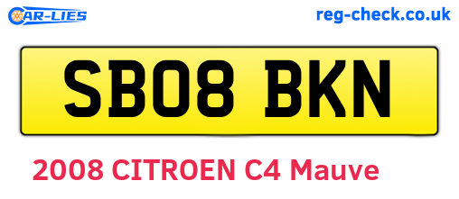 SB08BKN are the vehicle registration plates.