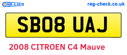 SB08UAJ are the vehicle registration plates.