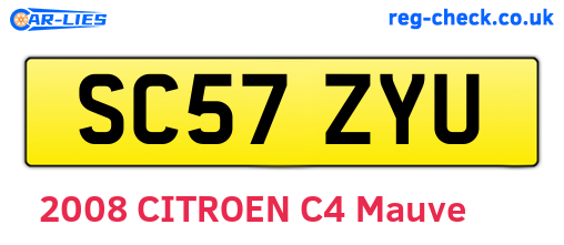 SC57ZYU are the vehicle registration plates.