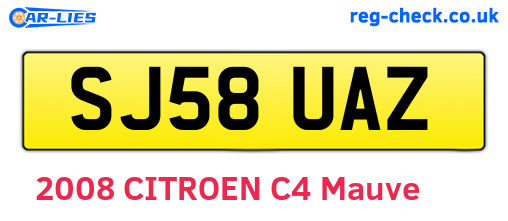 SJ58UAZ are the vehicle registration plates.