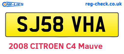SJ58VHA are the vehicle registration plates.