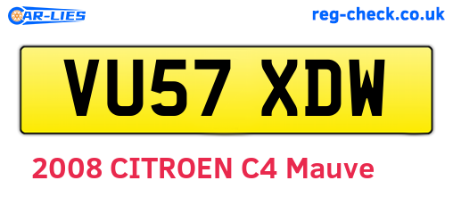 VU57XDW are the vehicle registration plates.