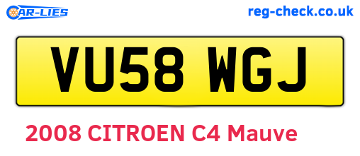 VU58WGJ are the vehicle registration plates.