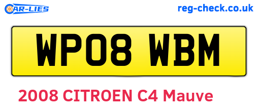 WP08WBM are the vehicle registration plates.