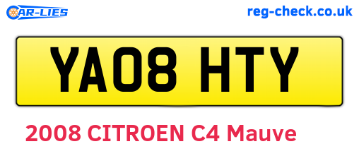 YA08HTY are the vehicle registration plates.
