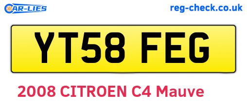 YT58FEG are the vehicle registration plates.