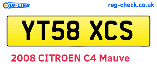 YT58XCS are the vehicle registration plates.