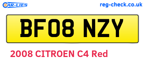 BF08NZY are the vehicle registration plates.