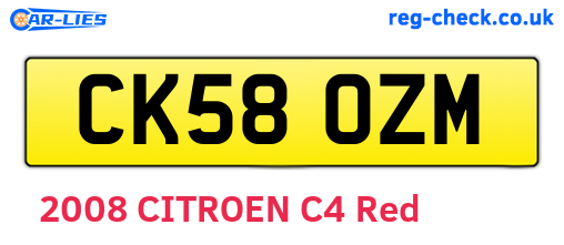 CK58OZM are the vehicle registration plates.