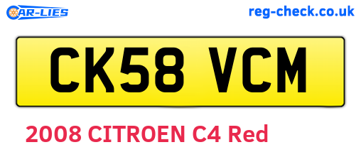 CK58VCM are the vehicle registration plates.