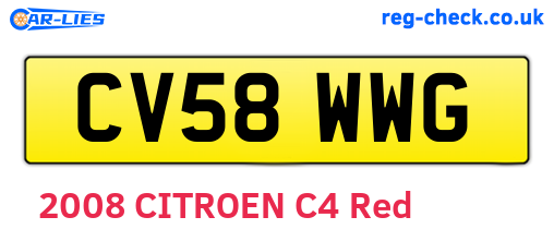 CV58WWG are the vehicle registration plates.
