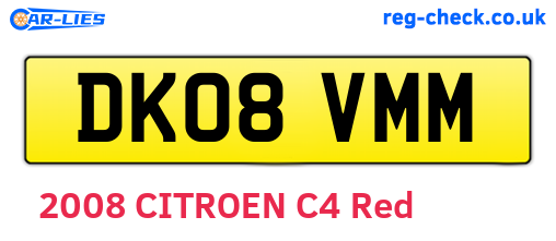 DK08VMM are the vehicle registration plates.