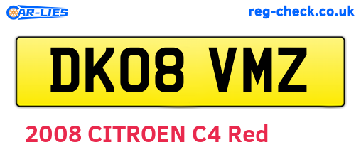 DK08VMZ are the vehicle registration plates.