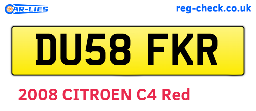 DU58FKR are the vehicle registration plates.