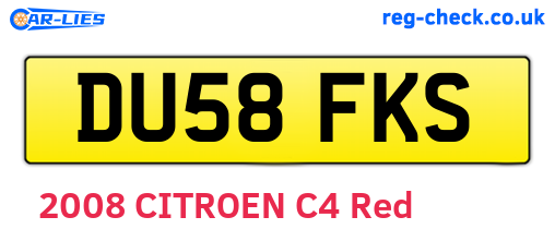 DU58FKS are the vehicle registration plates.