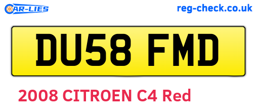 DU58FMD are the vehicle registration plates.