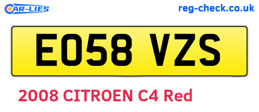 EO58VZS are the vehicle registration plates.