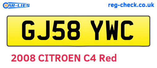 GJ58YWC are the vehicle registration plates.