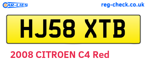 HJ58XTB are the vehicle registration plates.
