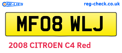 MF08WLJ are the vehicle registration plates.