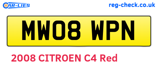 MW08WPN are the vehicle registration plates.